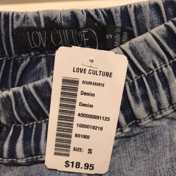 Love culture denim elastic waistband shorts - SZ 1 - Picture 3 of 4